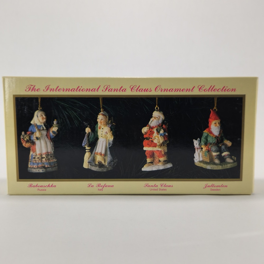 International Santa Claus Ornament Collection Set of 4 Russia Italy USA Sweden